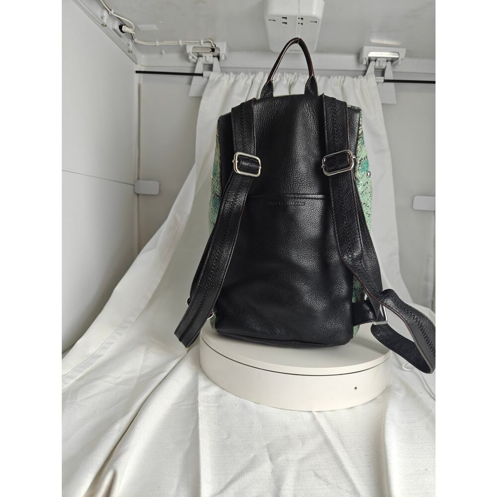 AIMEE KESTENBERG Backpack purse mint green Reptile print  black pebbled leather - Picture 5 of 16